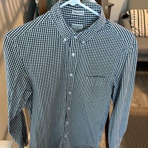J. Crew Navy and White Gingham Shirt